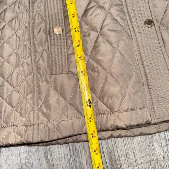Michael Kors Women's Quilted Anorak Jacket Tan Hooded Zip Front Coat Size M - Picture 13 of 15